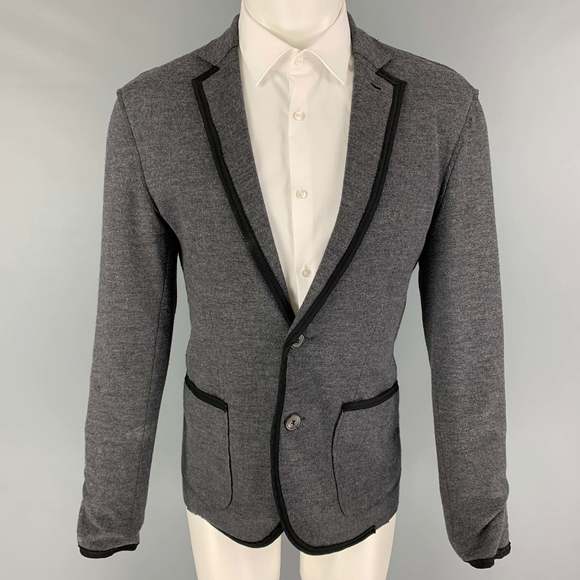 LANVIN Other - LANVIN Dark Gray Black Heather Wool Blend Notch Lapel Sport Coat